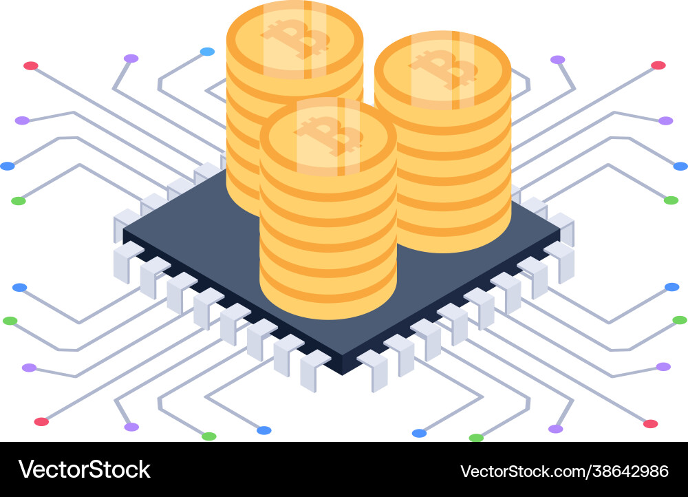 Bitcoin microchip vector image