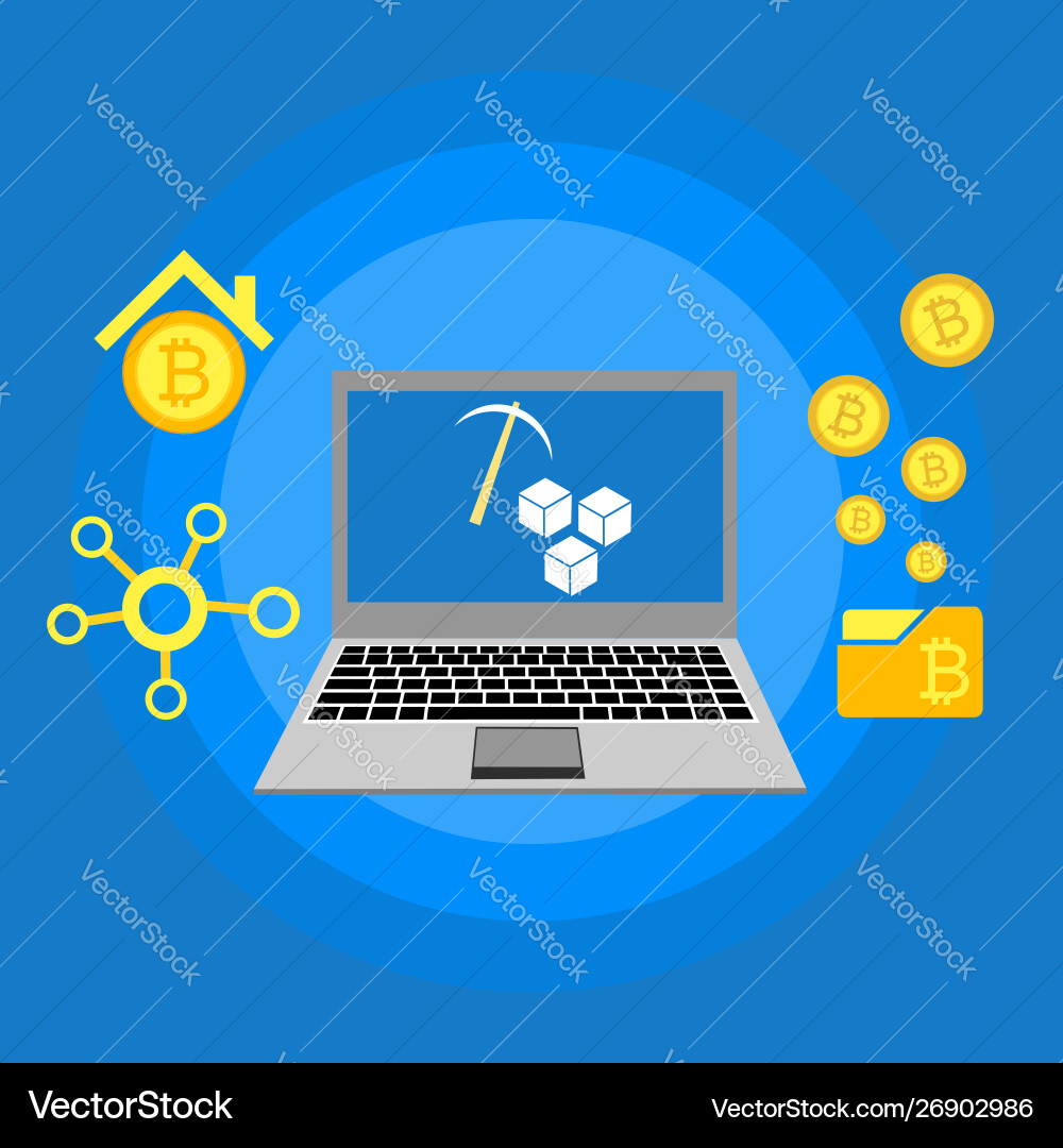 Blockchain scheme mining crypto currency server Blockchain scheme mining crypto currency server vector image