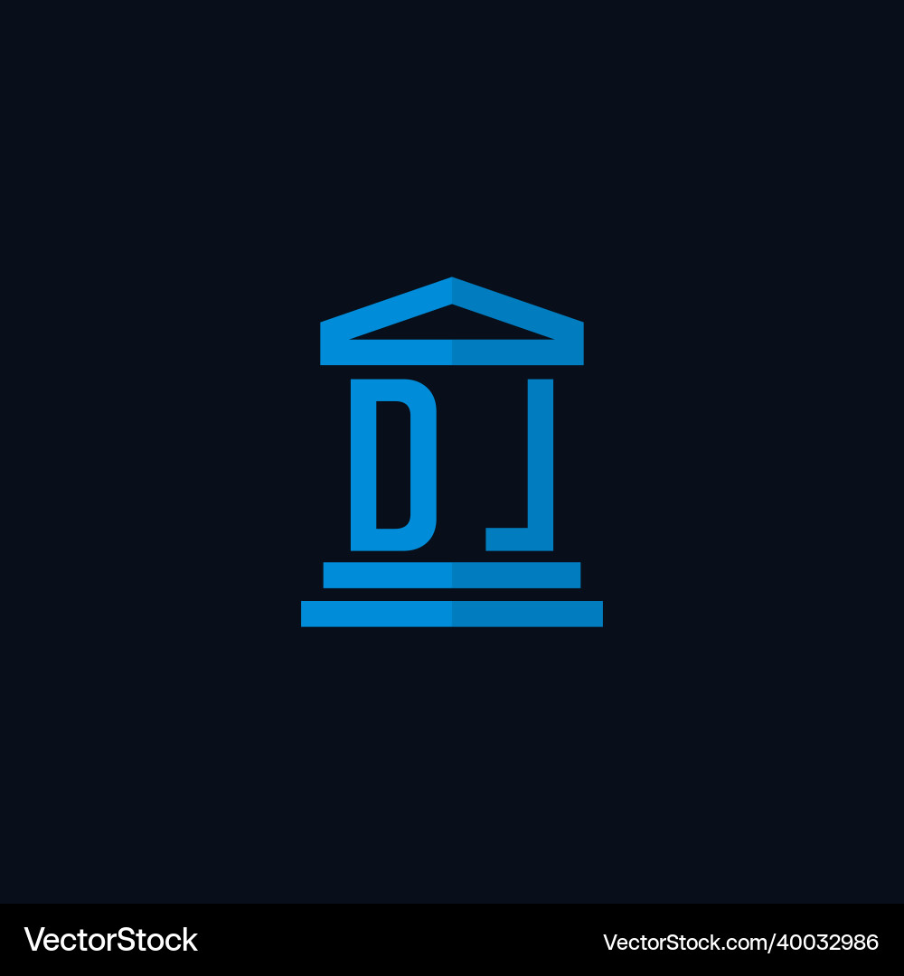 Dl initial logo monogram with simple courthouse Dl initial logo monogram with simple courthouse vector image