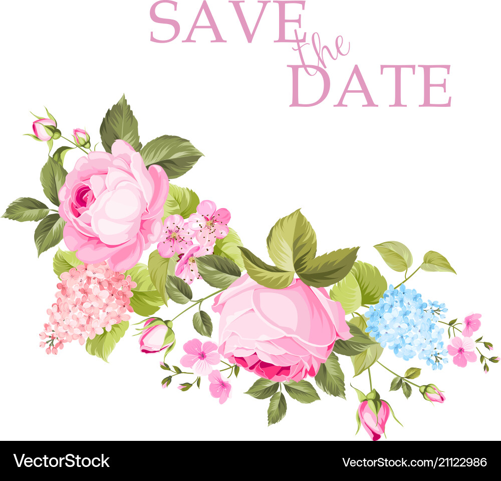 Elegant Rose Save the Date Card Vector Image