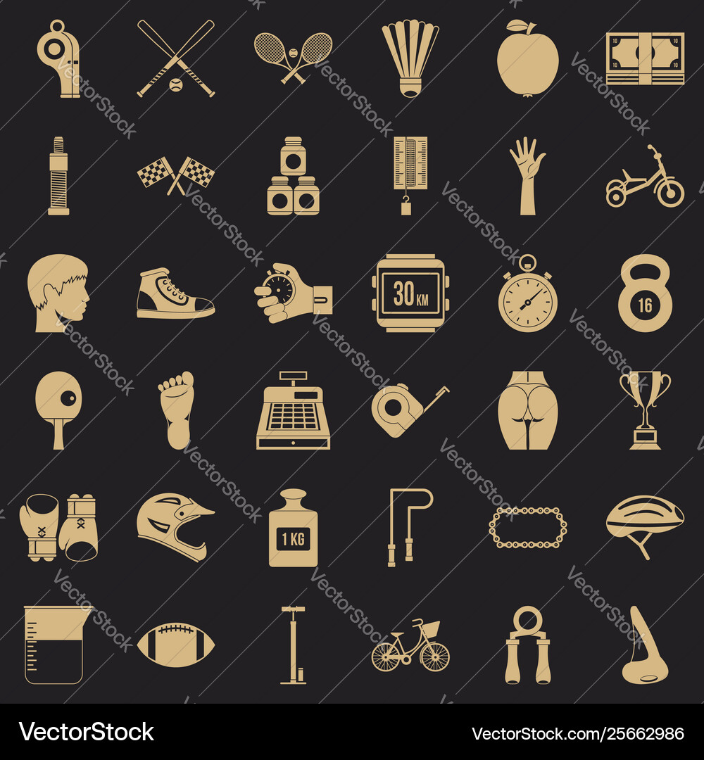 Exercise icons set simple style Exercise icons set simple style vector image