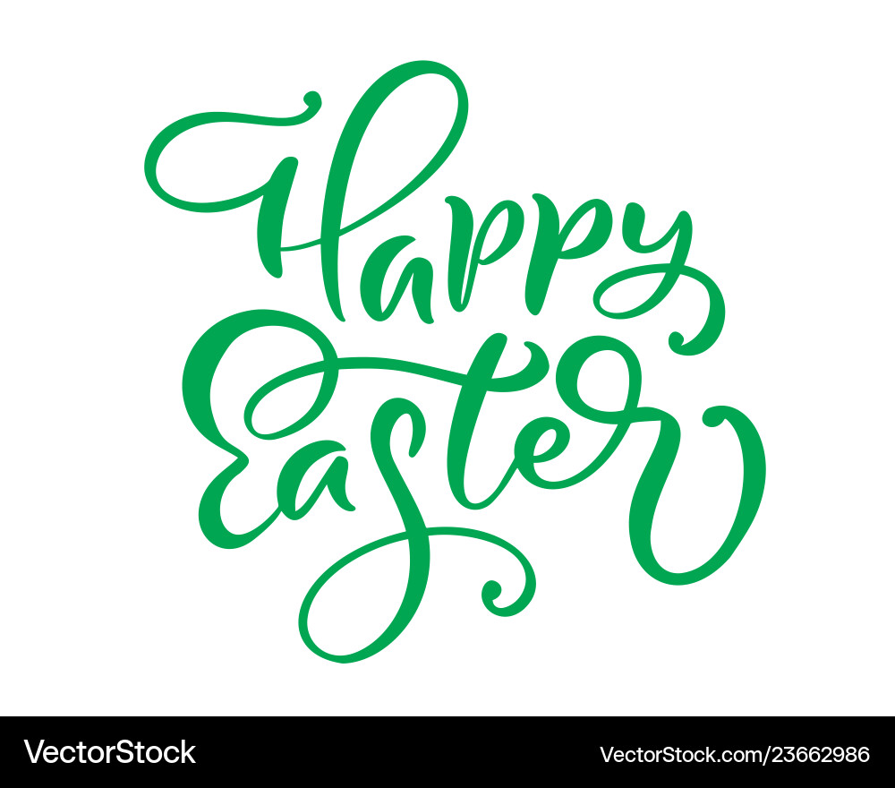Green happy easter handwritten lettering Green happy easter handwritten lettering vector image