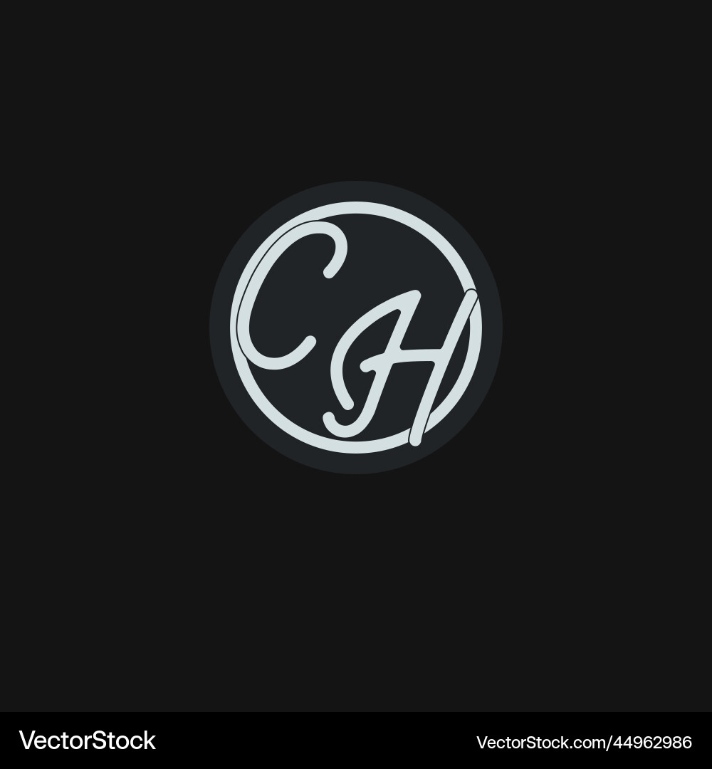 Initials ch logo monogram with simple circle line Initials ch logo monogram with simple circle line Vector Image