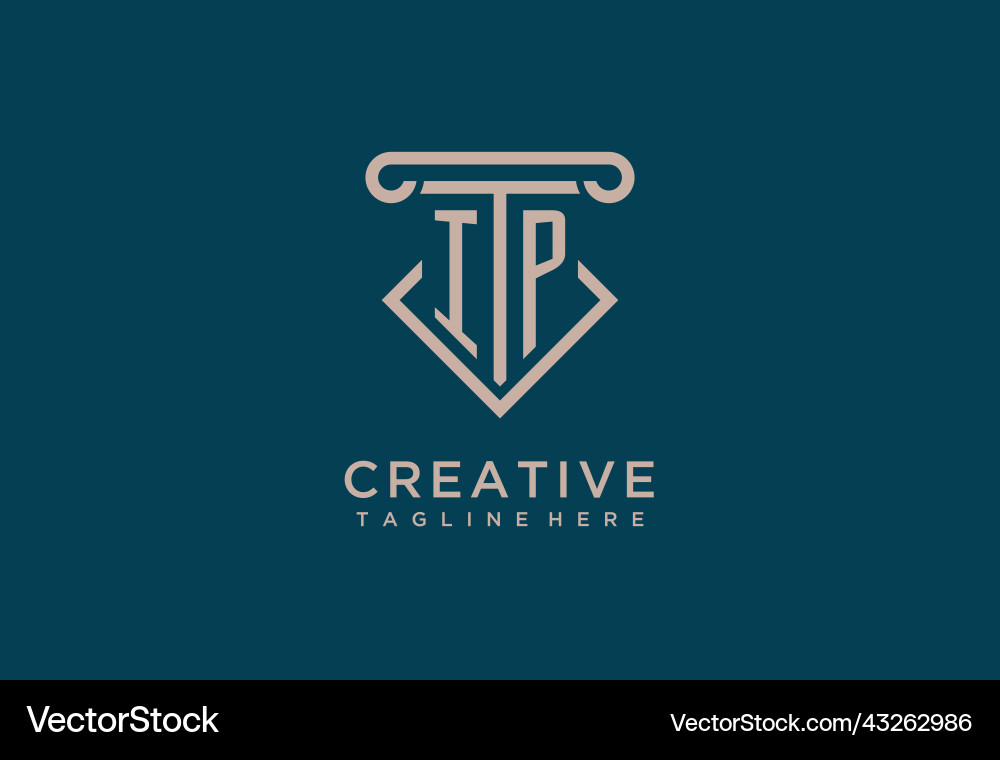 Ip initial with pillar icon design clean Vector Image