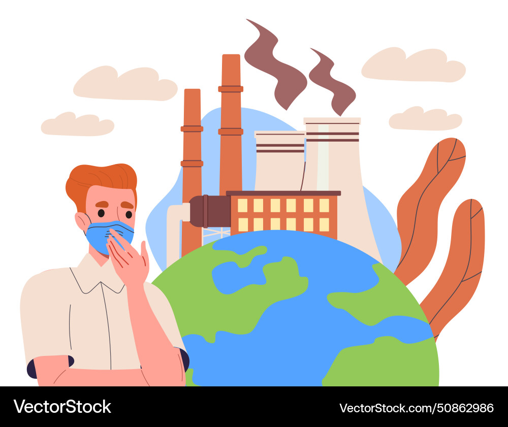 Man with ecological problems Man with ecological problems vector image
