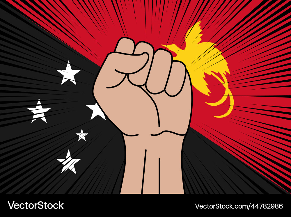 menschliches fist eingeklemmtes Symbol auf der Flagge von papua new Menschliches fist eingeklemmtes Symbol auf der Flagge von papua new vektorbild