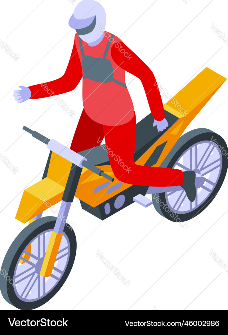 Race bike icon isometric man rider Race bike icon isometric man rider vector image