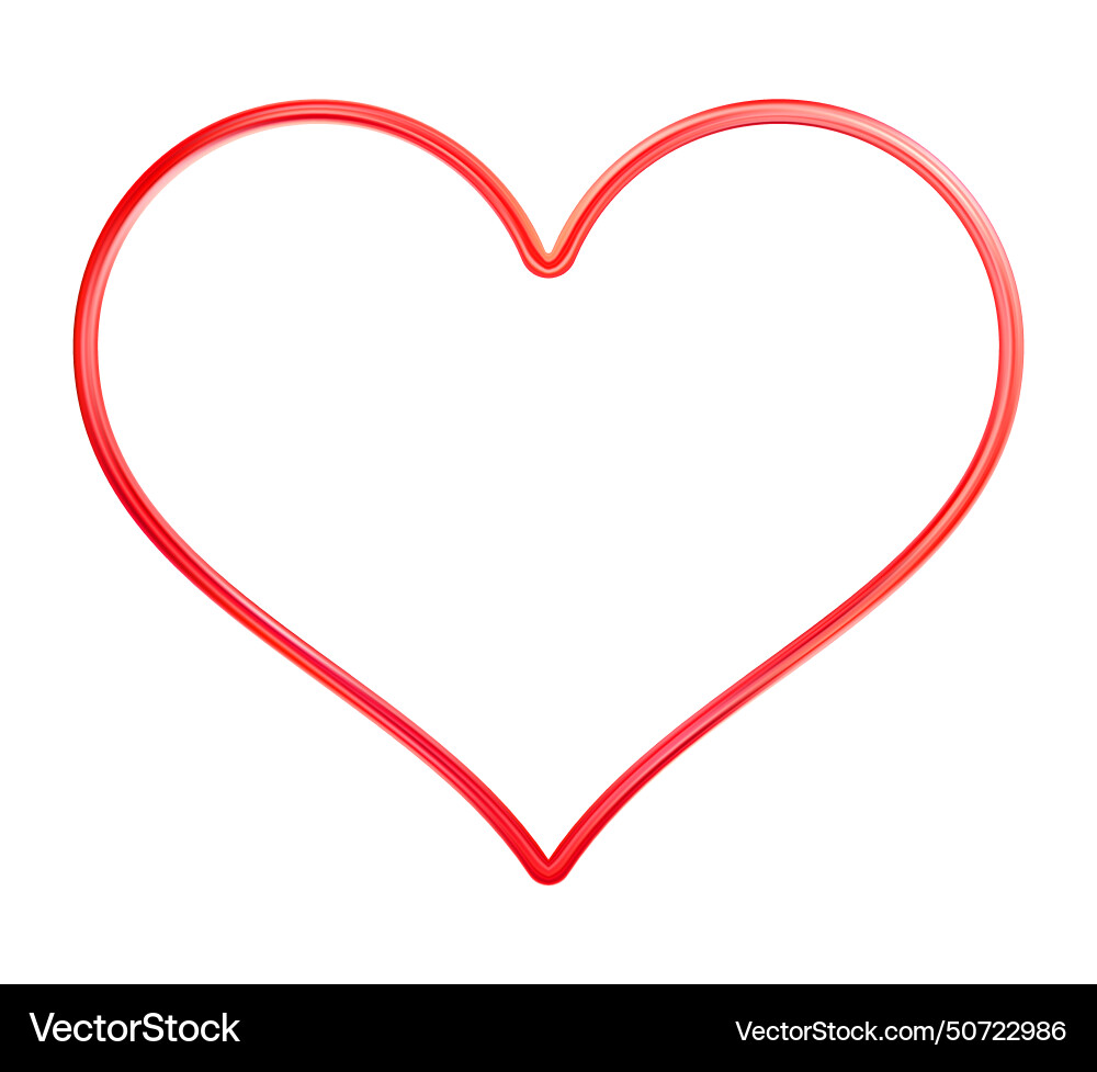 Red heart frame realistic thin icon 3d Vector Image