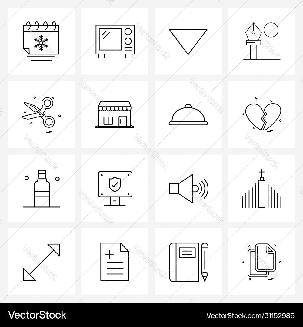 Set 16 ui icons and symbols for cut scissor Vector Image