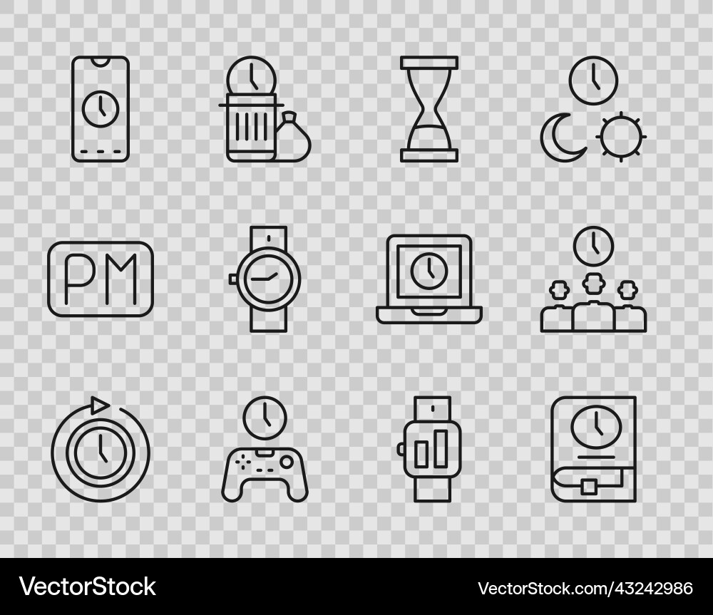 Set line clock with arrow time for book old Set line clock with arrow time for book old vector image