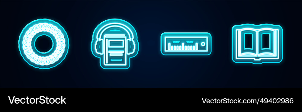 Set line laurel wreath audio book ruler and open Set line laurel wreath audio book ruler and open vector image