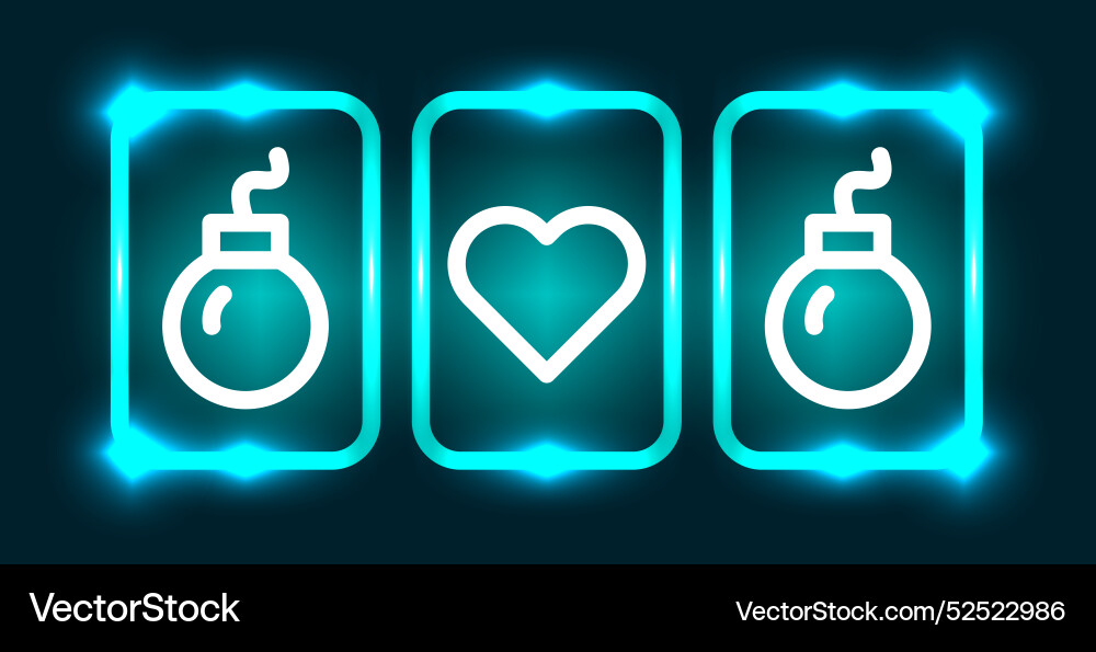 Slot Maschine Neon Logo Glücksspiel Casino-Symbol Vektorbild
