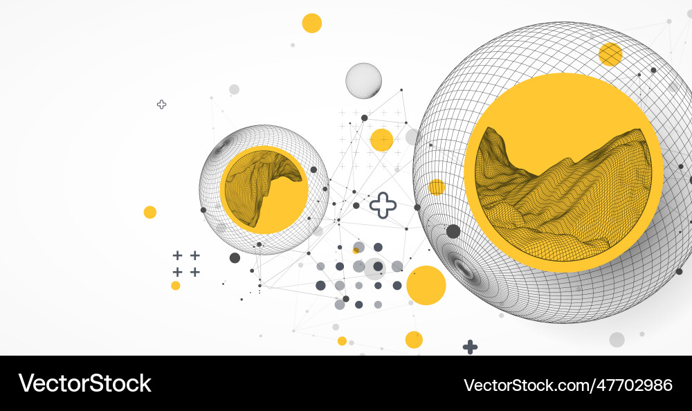 Sphere theme with connected lines in technology vector image