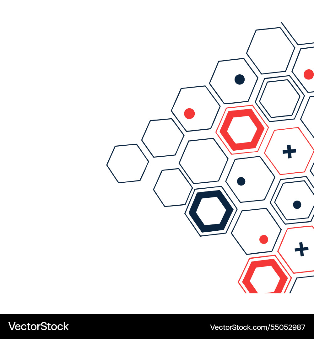 Abstract honeycomb pattern with red and dark accen Abstract honeycomb pattern with red and dark accen vector image