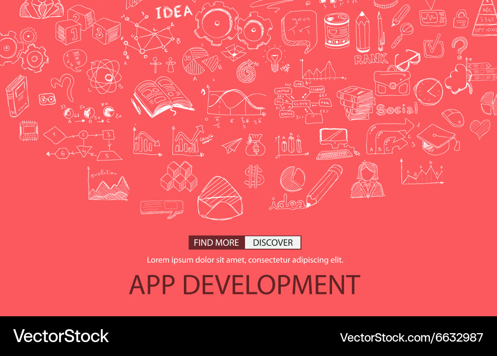 App development concept with doodle design style vector image