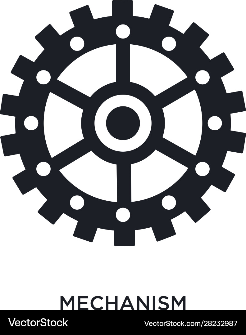 Black mechanism isolated icon simple element from Black mechanism isolated icon simple element from Vector Image