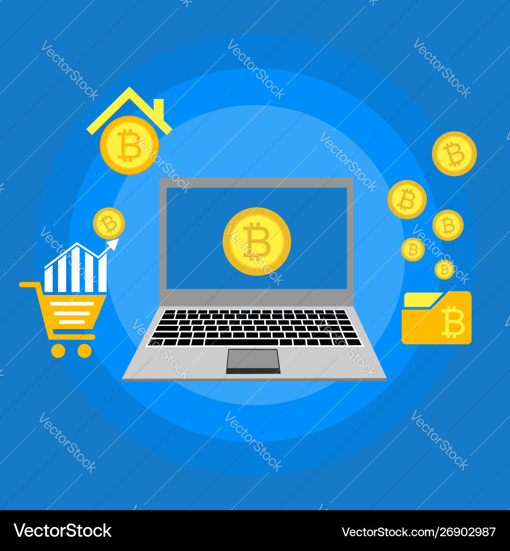 Blockchain scheme mining crypto currency server vector image