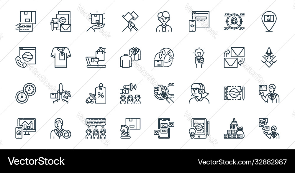 Branding line icons linear set quality Branding line icons linear set quality vector image