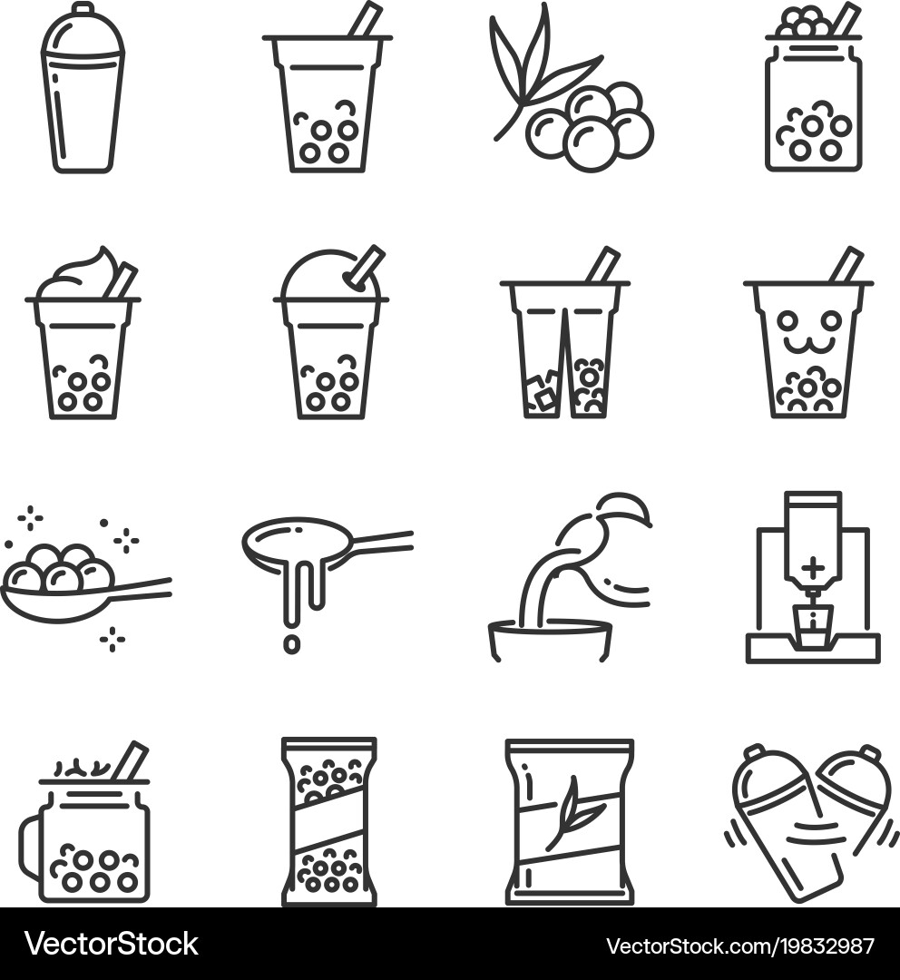 Bubble Tea Icon Set Royalty Free Vector Image Vectorstock