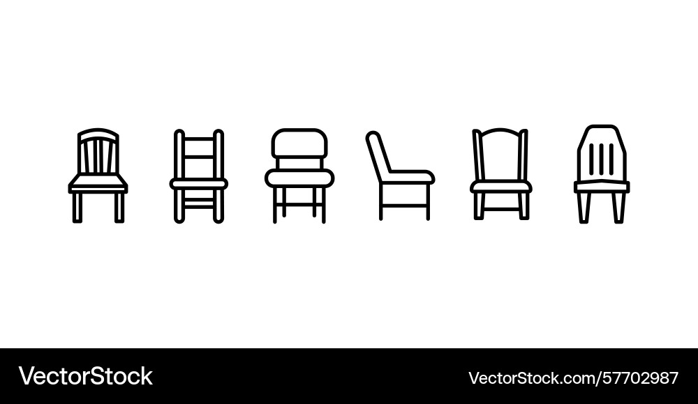 Chair icon set in side view thin line style Chair icon set in side view thin line style vector image
