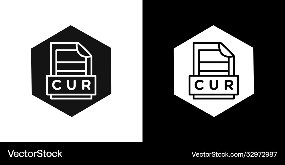 Cur file document icon flat set outline Vector Image