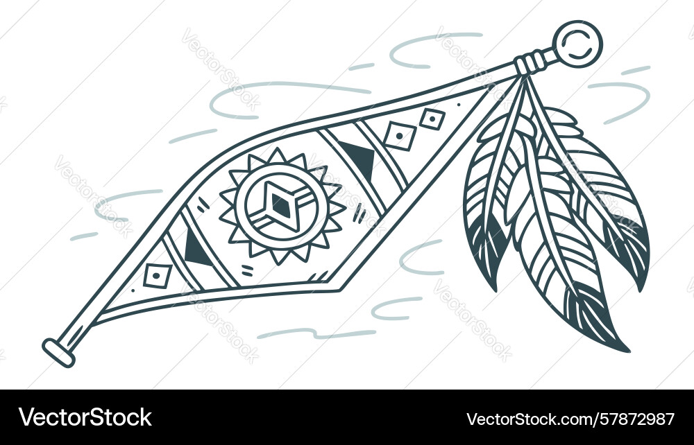 Decorative feathered element with intricate Vector Image