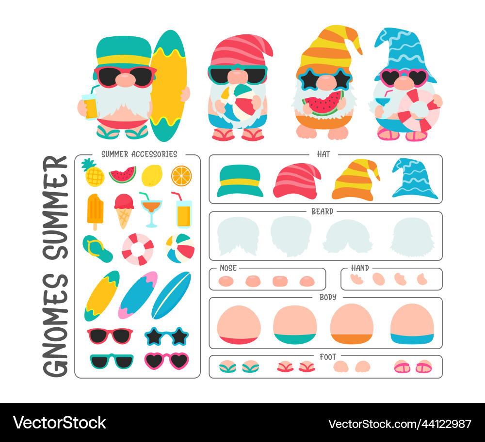 Gnomes summer objects for designing Vector Image