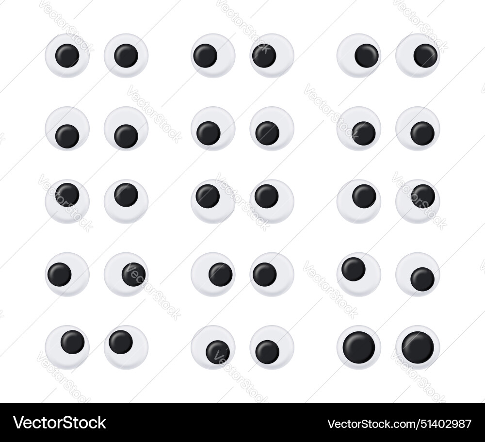 Googly eyes wobbly animated puppet toy set Vector Image