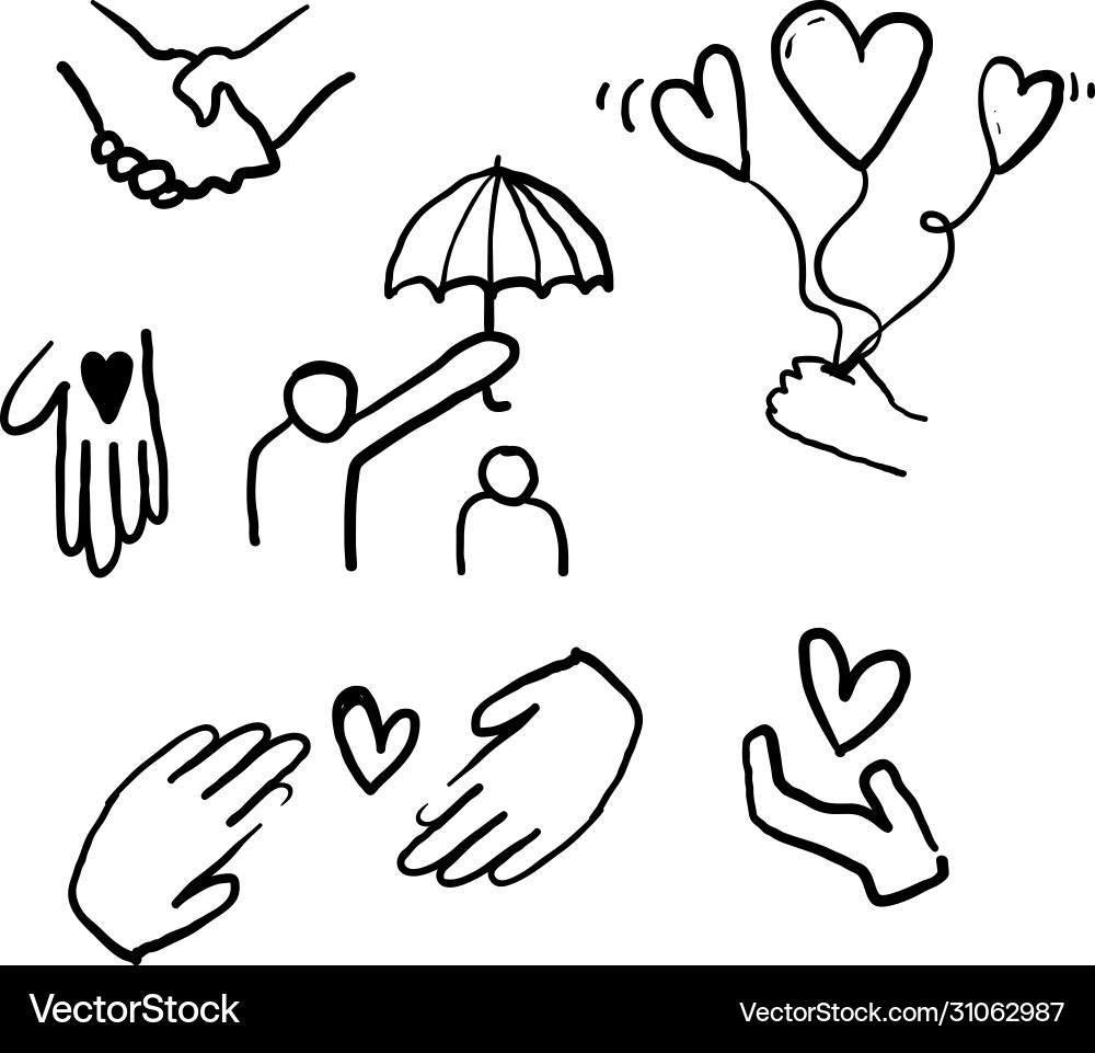 Hand drawn doodle icon symbol for care generous