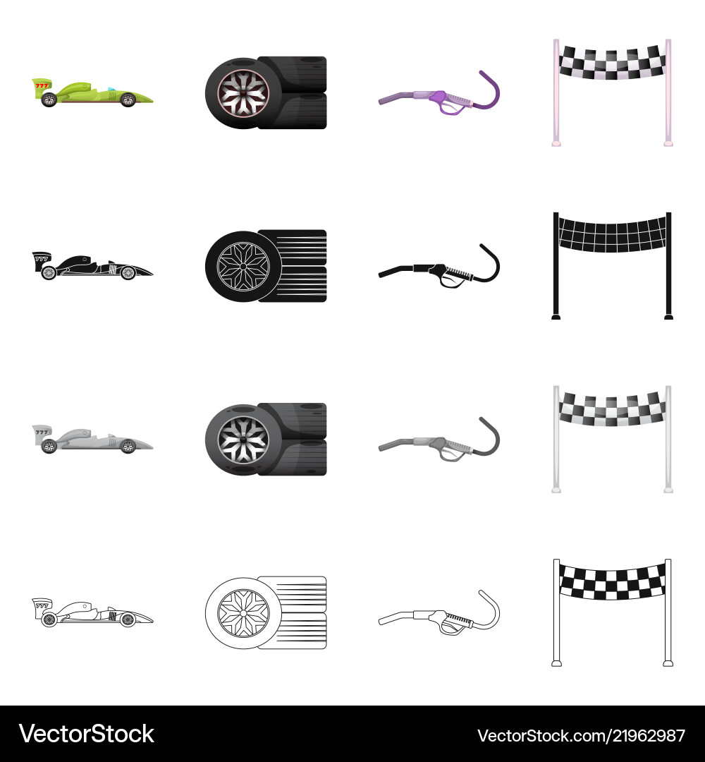 Isolated object of car and rally symbol set Vector Image