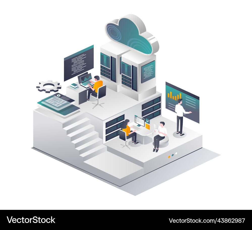 It team and web smartphone app developers It team and web smartphone app developers vector image