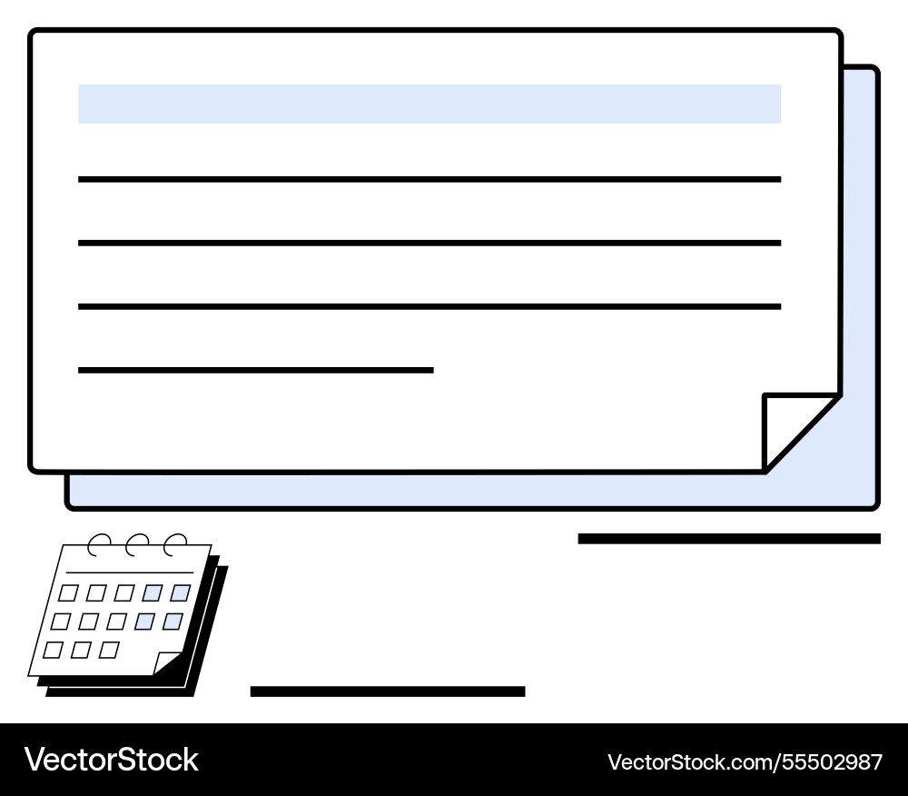Minimalist document with calendar symbolizing Vector Image