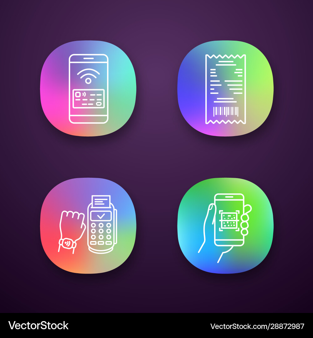 Nfc payment app icons set Nfc payment app icons set vector image