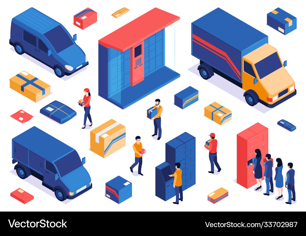 Post terminal icon set vector image