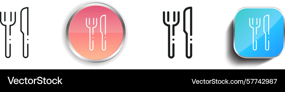 Restaurant icon thin linear regular and button Restaurant icon thin linear regular and button vector image