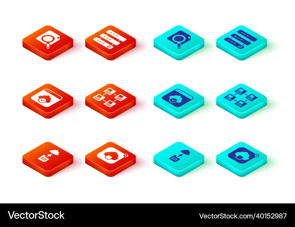 Set cloud technology data transfer hierarchy Set cloud technology data transfer hierarchy vector image