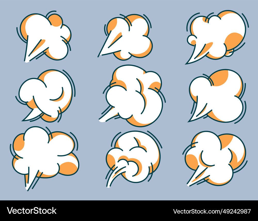 Set of cartoon dust clouds comic cloud shape Set of cartoon dust clouds comic cloud shape vector image