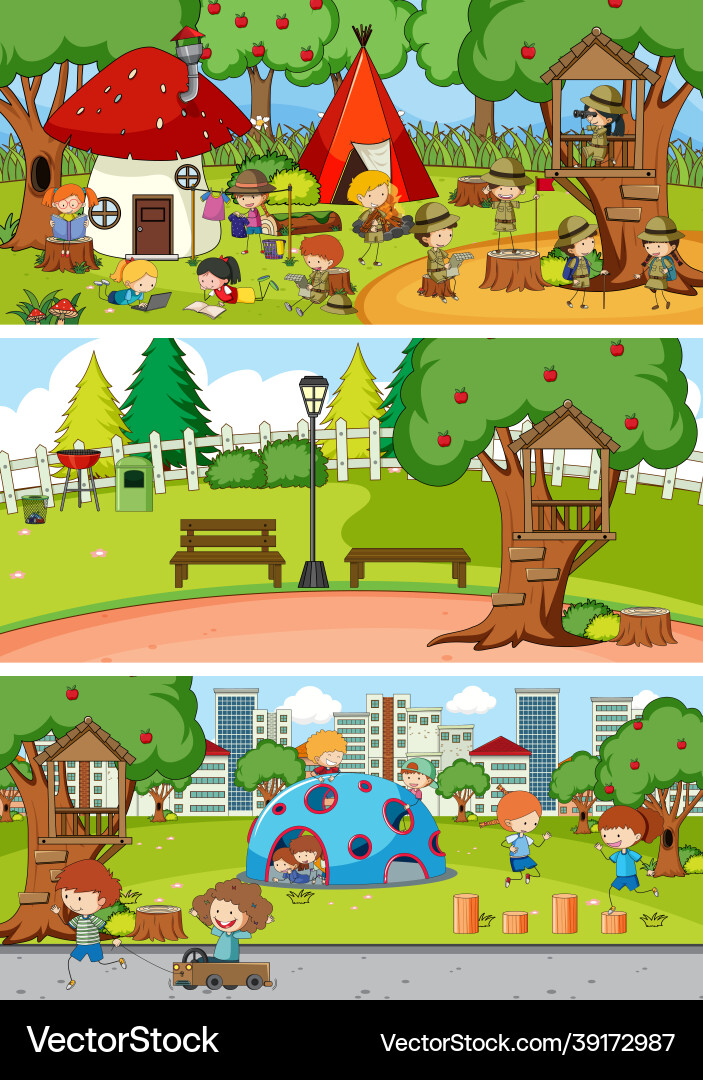 Set of different horizontal scenes background Vector Image
