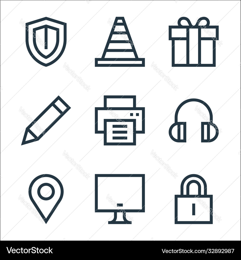Web essentials line icons linear set quality Web essentials line icons linear set quality vector image