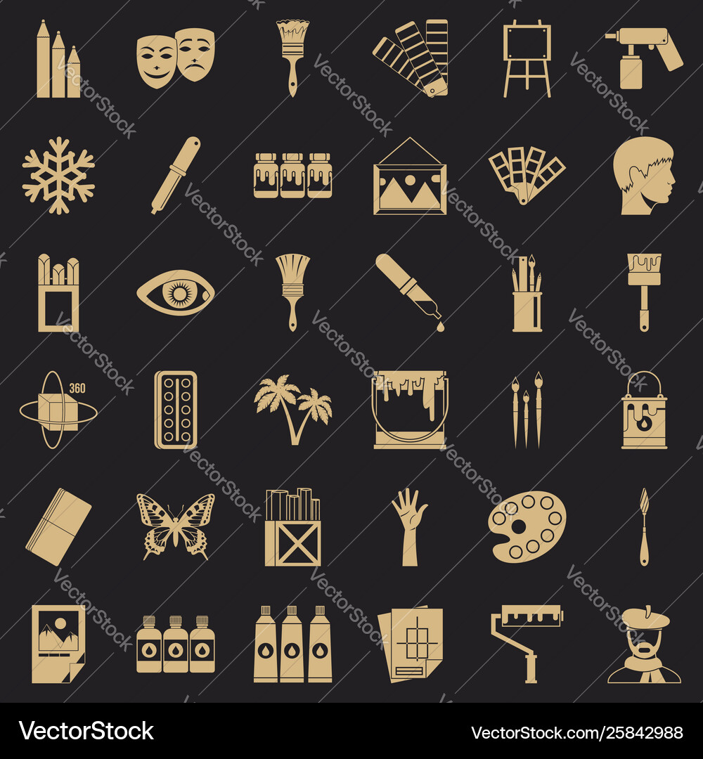 Applied art icons set simple style Applied art icons set simple style Vector Image