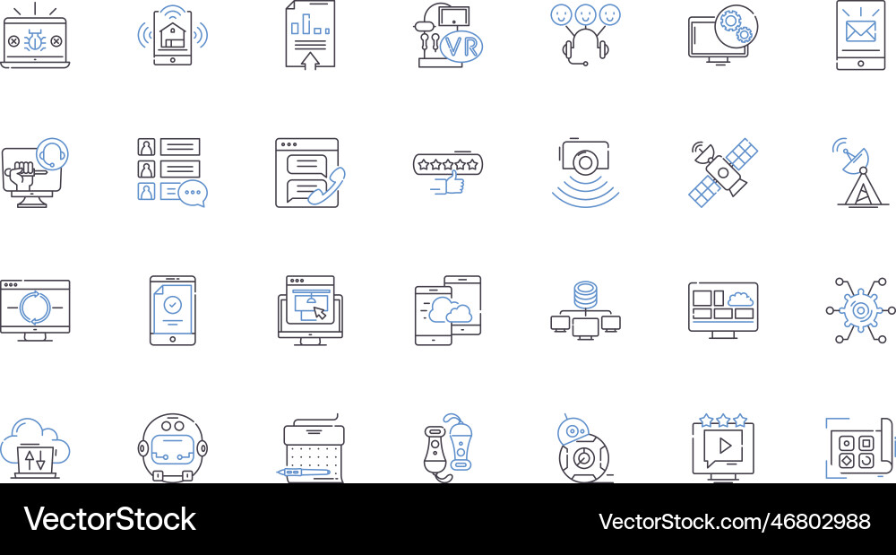 Big system line icons collection complexity Big system line icons collection complexity Vector Image