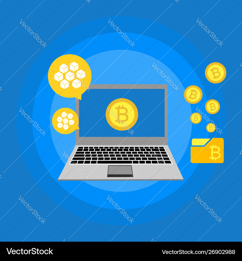 Blockchain scheme mining crypto currency server Blockchain scheme mining crypto currency server vector image