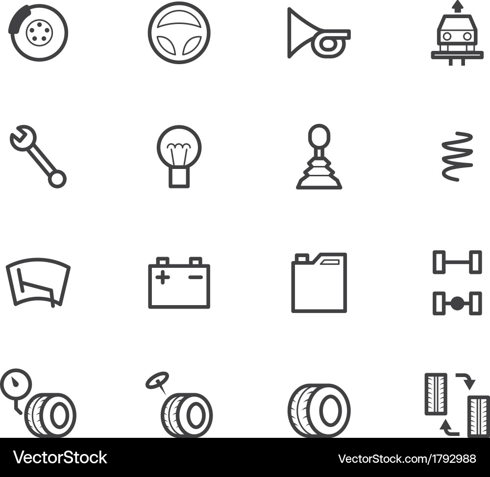 Car Repair Icon Set - Black & White Vector Image
