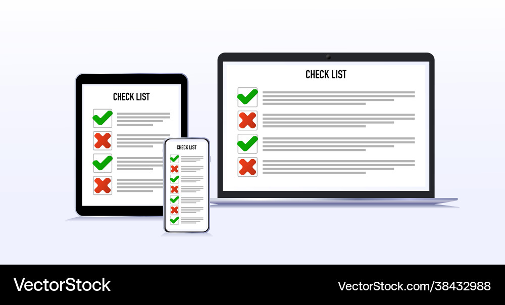 Check list on tablet phone computer Check list on tablet phone computer Vector Image