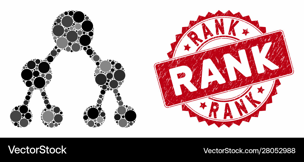 Collage binary tree with textured rank stamp Collage binary tree with textured rank stamp vector image