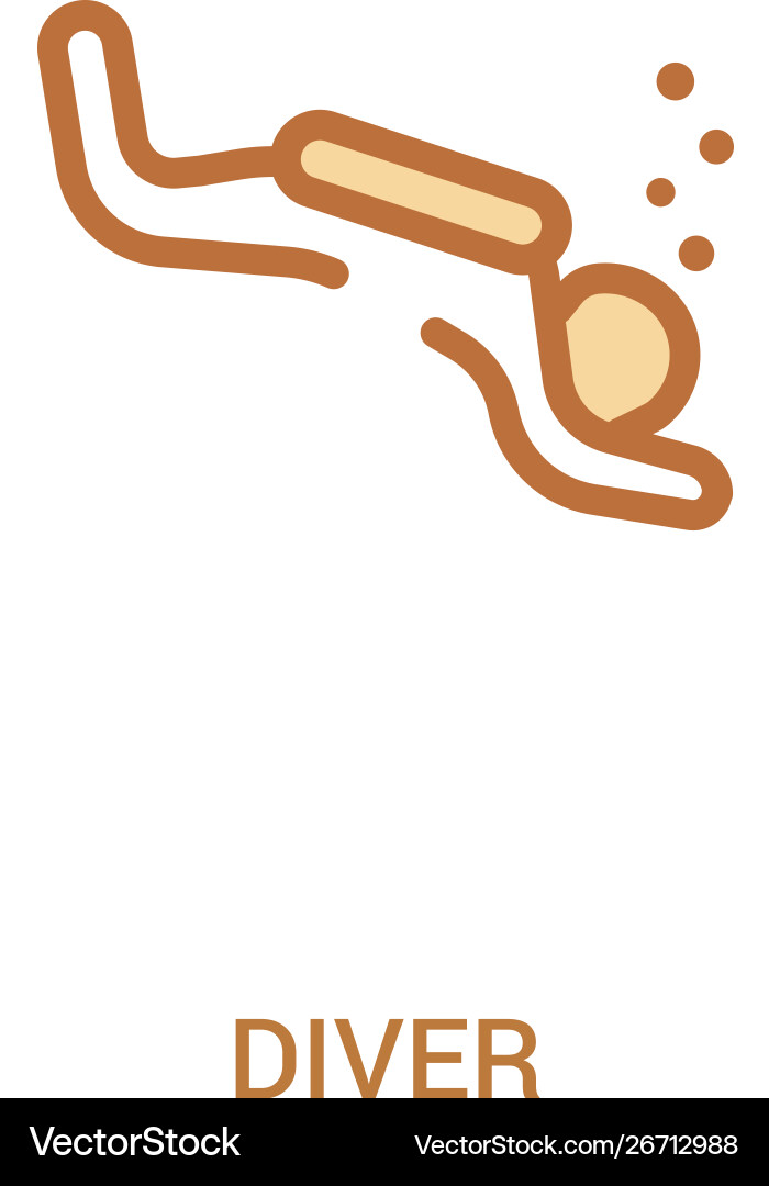 Diver concept 2 colored icon simple line element Diver concept 2 colored icon simple line element Vector Image