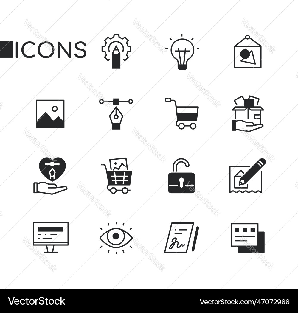 Graphic design and office - set of line Royalty Free Vector