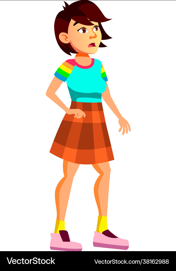 Korean stylish girl look at skyscraper with shock Korean stylish girl look at skyscraper with shock vector image