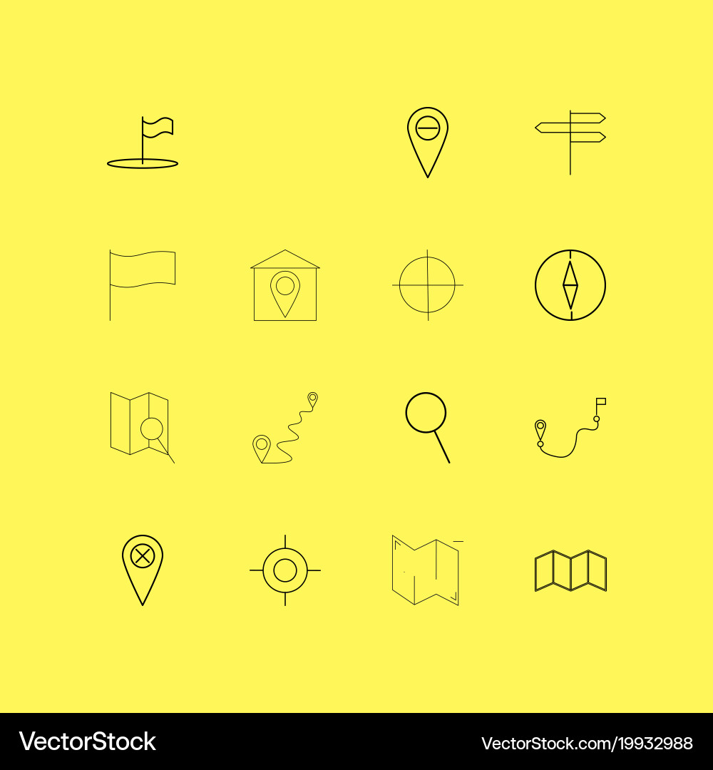 Map and navigation linear icon set simple outline Vector Image