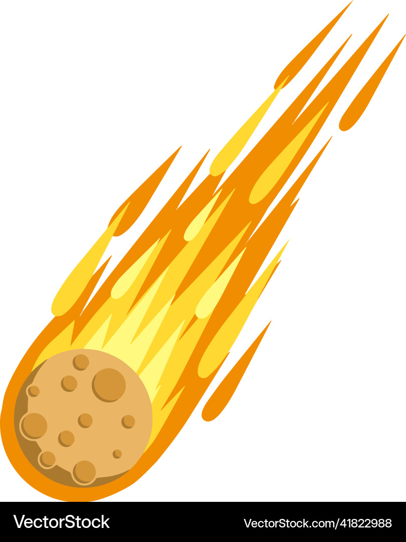Meteor with trail of fire celestial object Vector Image